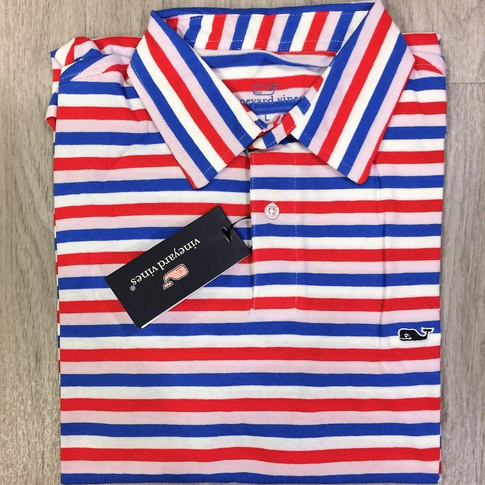 New With Tags Vineyard Vines Striped Polo Medium